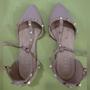 Nicole Miller Women's Pink Studded Flats